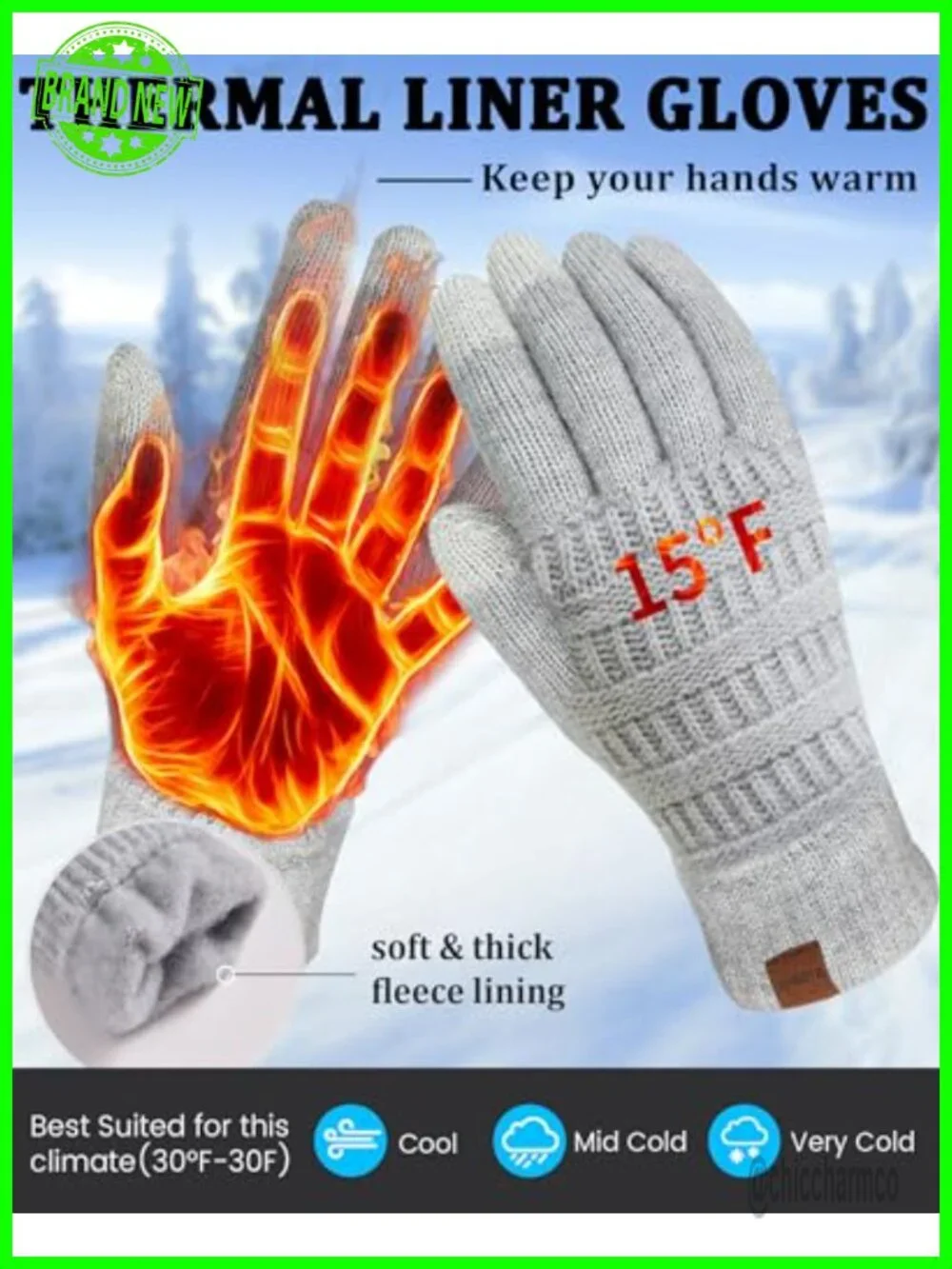 3 Pairs Touchscreen Winter Gloves Thermal Lined Knit Gloves for Women